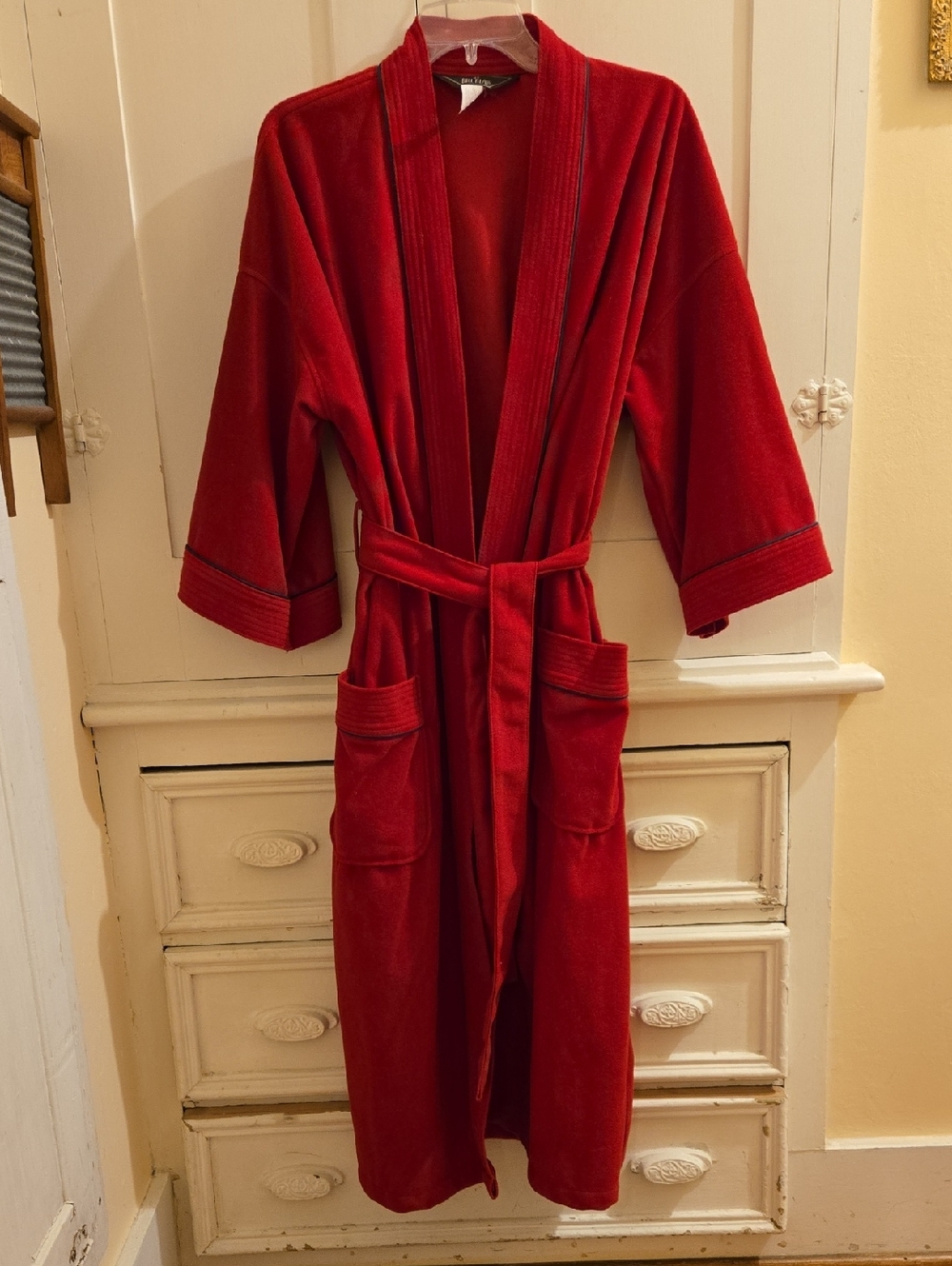 Vintage Bill Blass Red Flannel Robe Sz OS